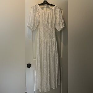 NICHOLAS White Eyelet Puff-Sleeve Maxi Dress